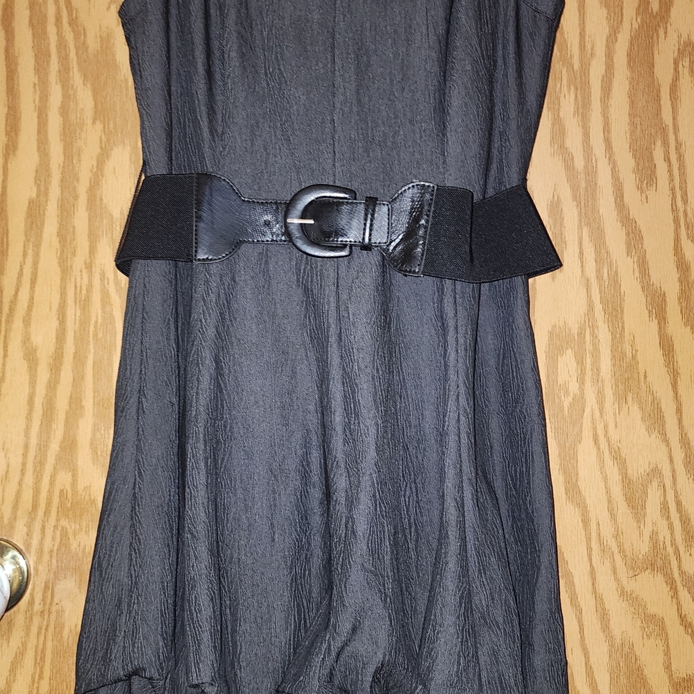 AB Studio Black Midi Dress with Belt
